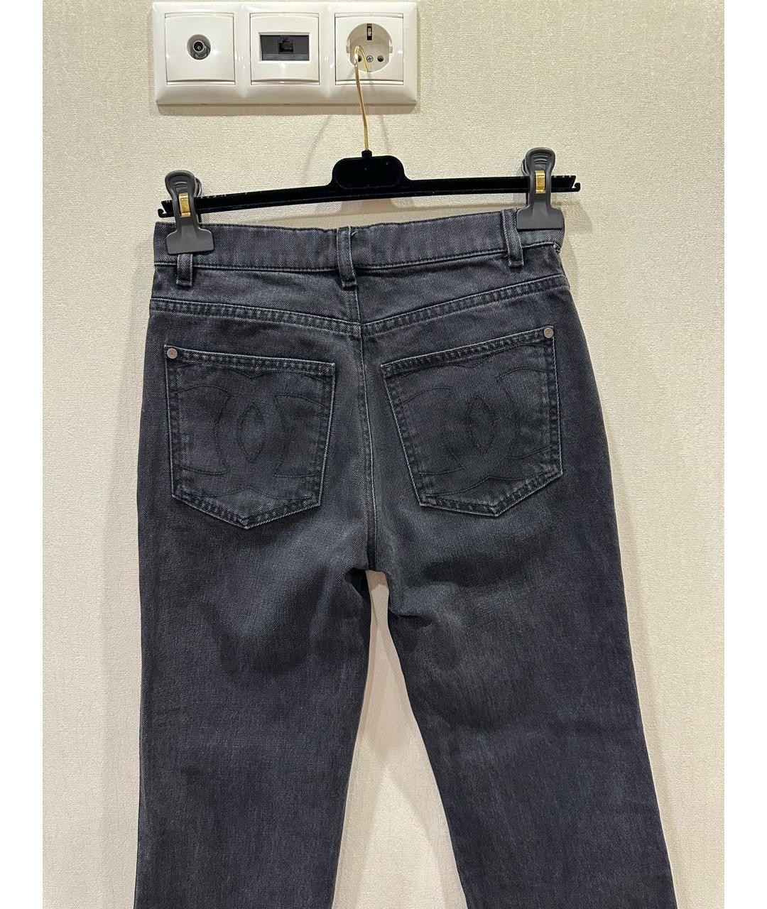 CHANEL Антрацитовые хлопковые джинсы клеш, фото 6