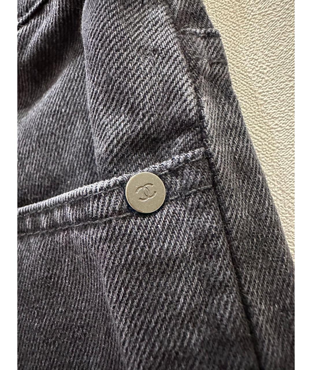 CHANEL Антрацитовые хлопковые джинсы клеш, фото 4