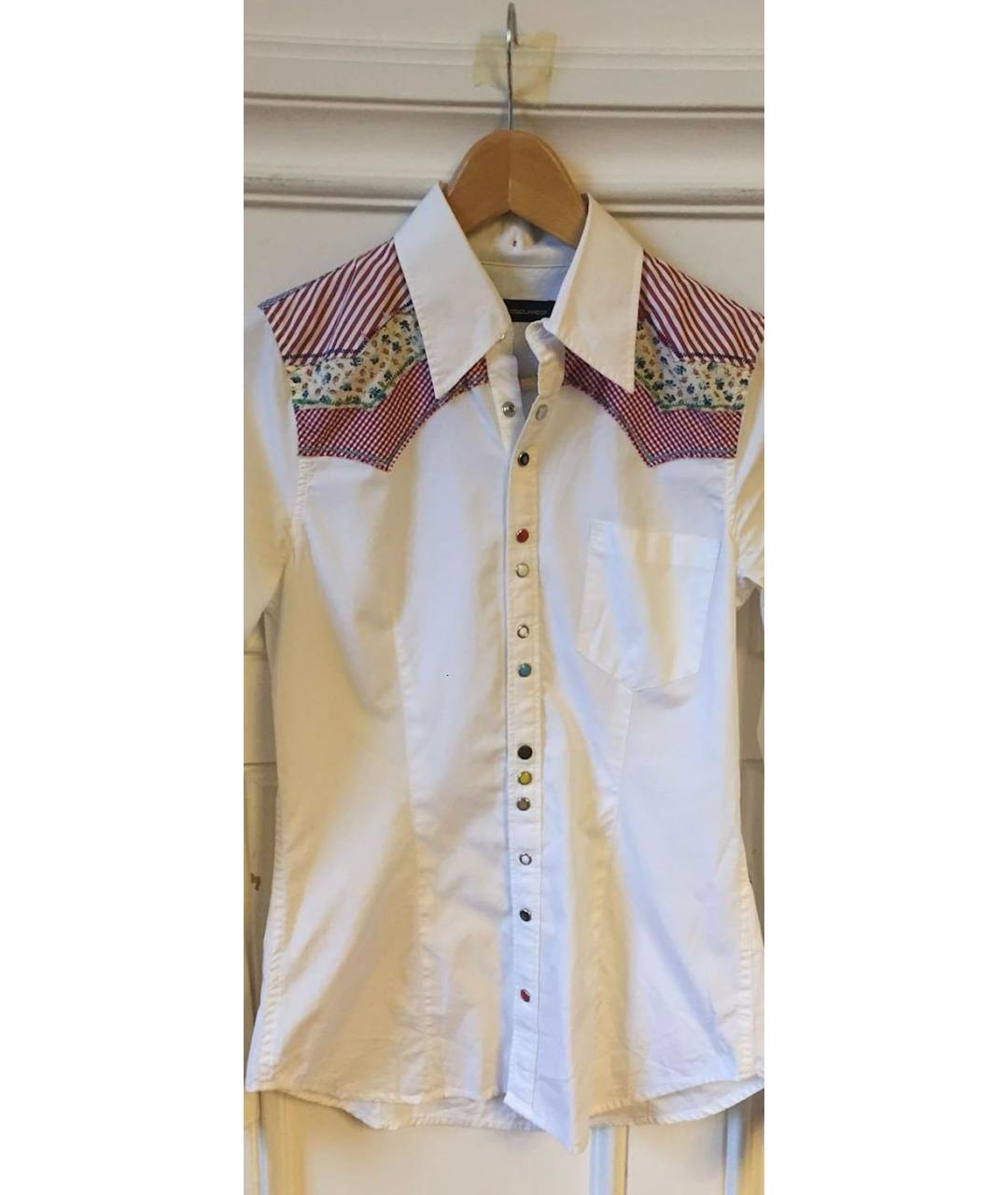 DSQUARED2 Белая хлопковая кэжуал рубашка, фото 6