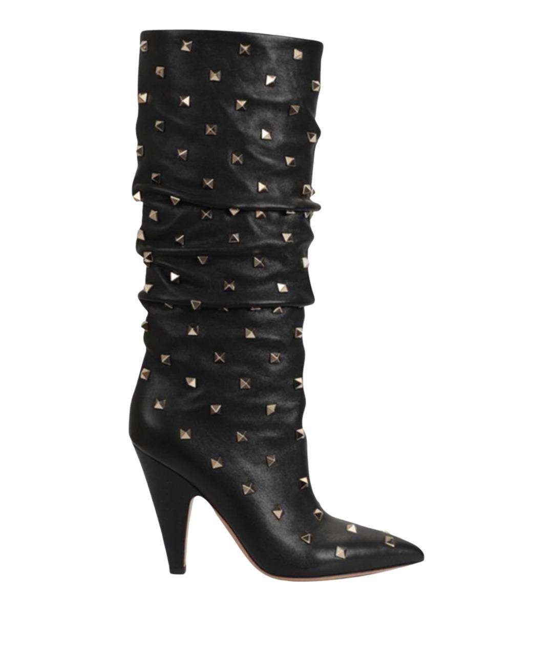 VALENTINO Черные кожаные сапоги, фото 1