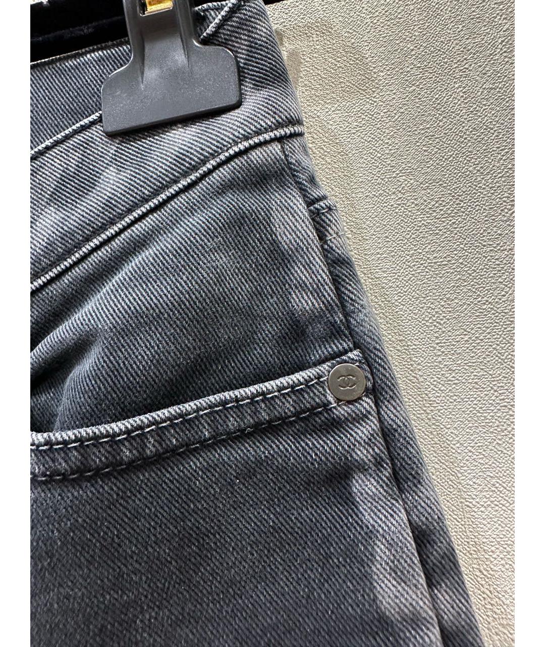 CHANEL Серые хлопковые прямые джинсы, фото 8