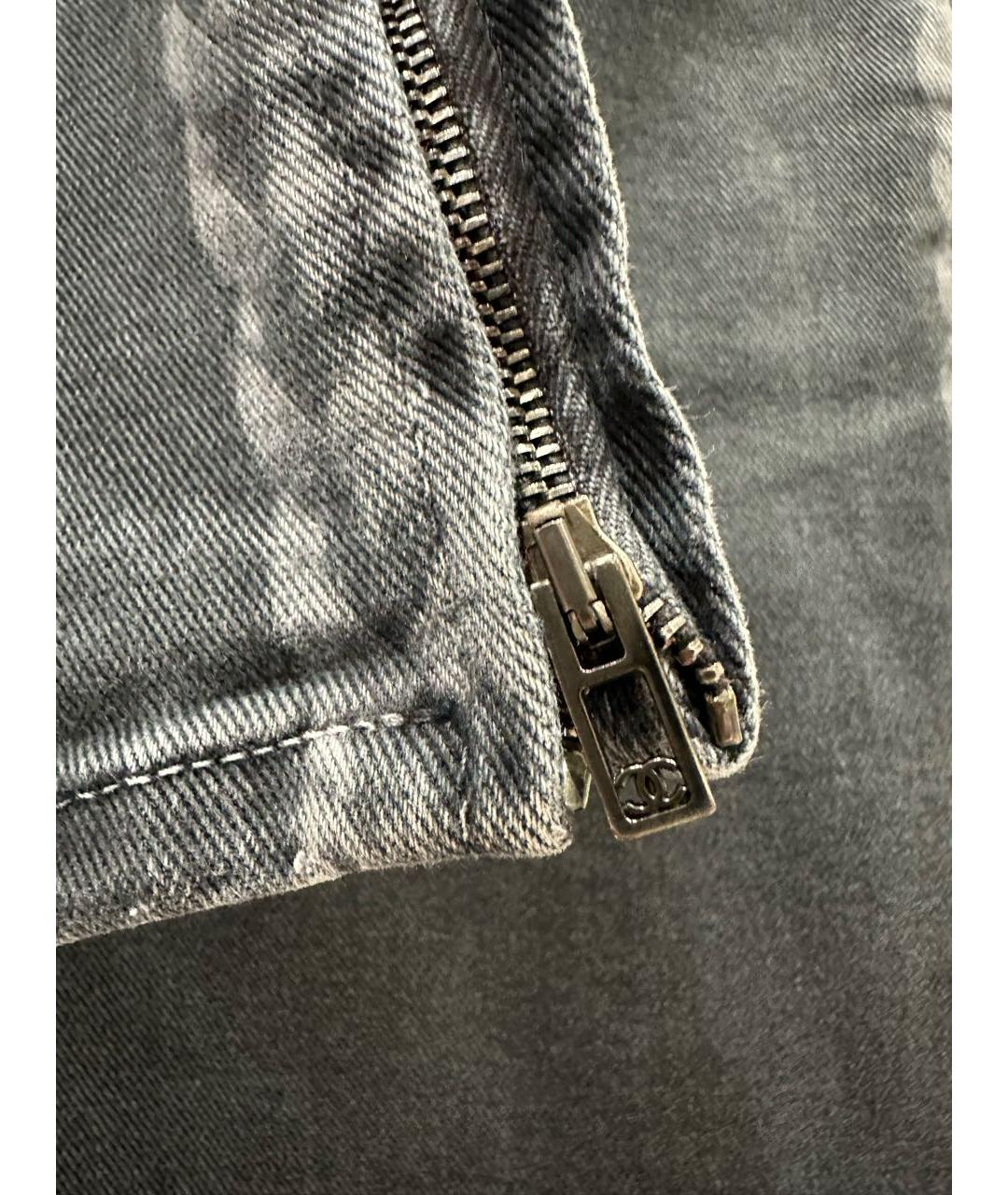 CHANEL Серые хлопковые прямые джинсы, фото 5