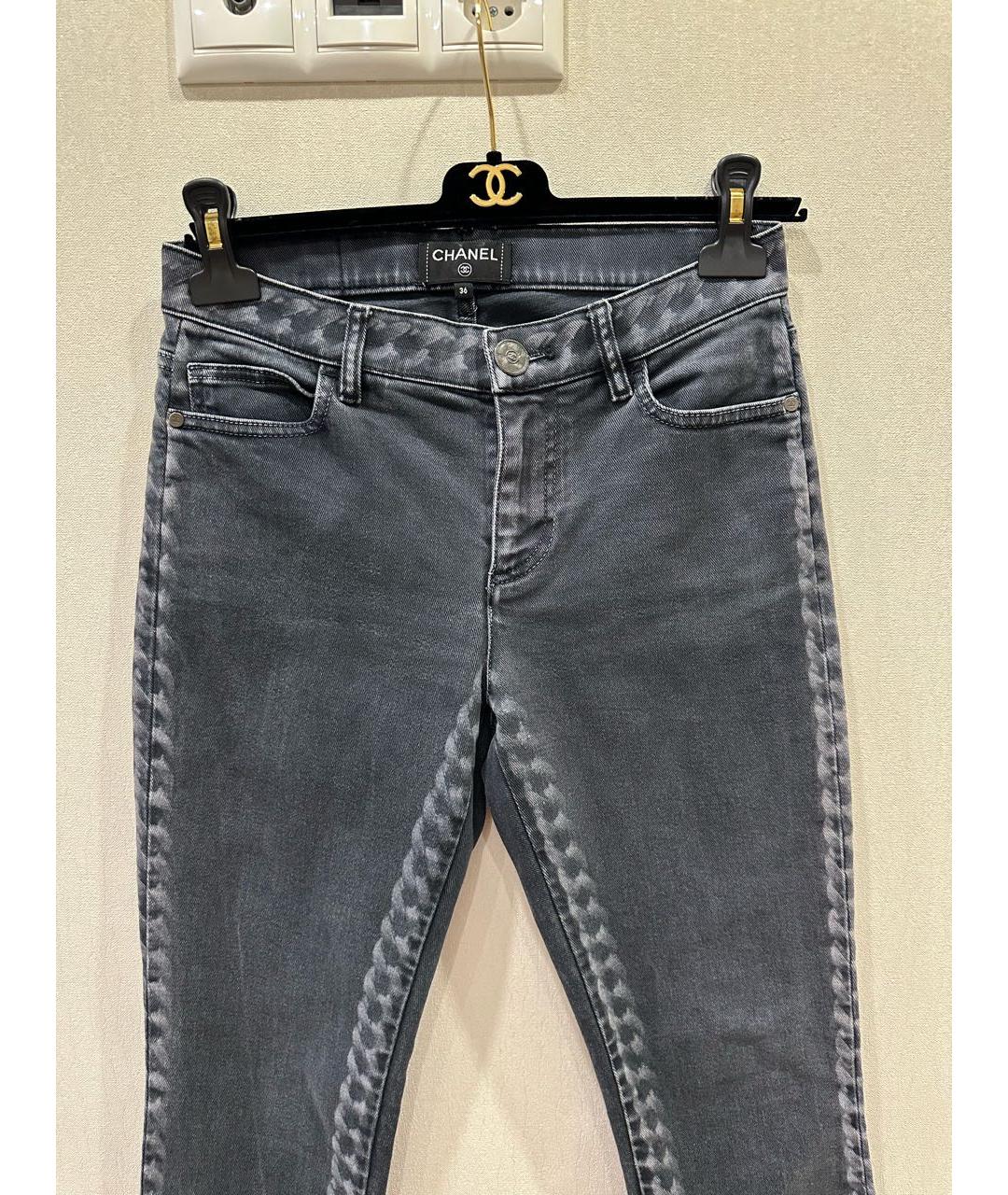 CHANEL Серые хлопковые прямые джинсы, фото 2
