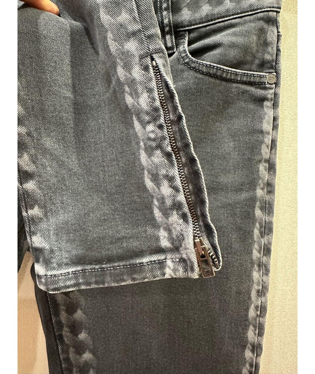 CHANEL Серые хлопковые прямые джинсы, фото 3