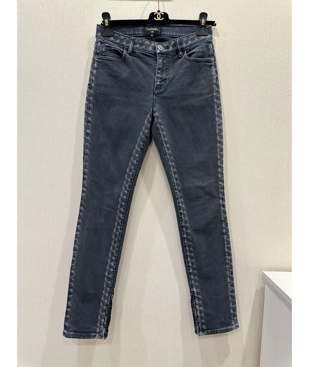CHANEL Серые хлопковые прямые джинсы, фото 9