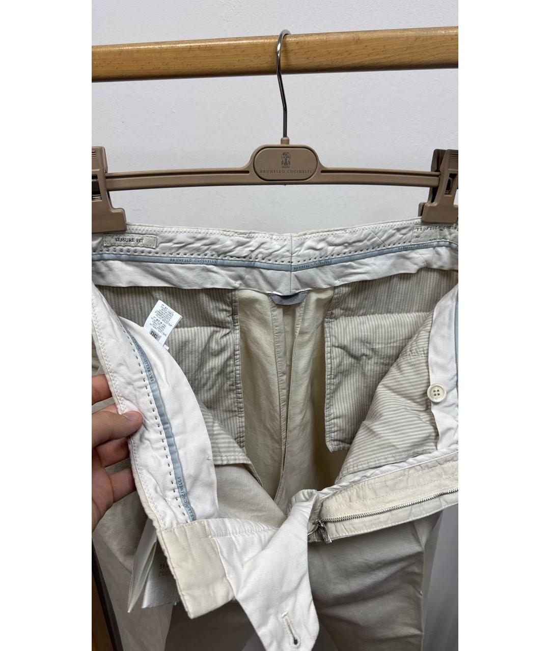BRUNELLO CUCINELLI Белые льняные классические брюки, фото 3