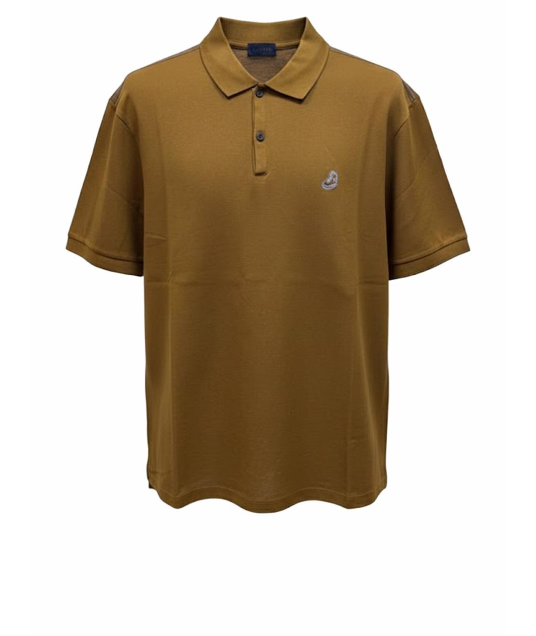 LANVIN Коричневое хлопковое поло с коротким рукавом, фото 1