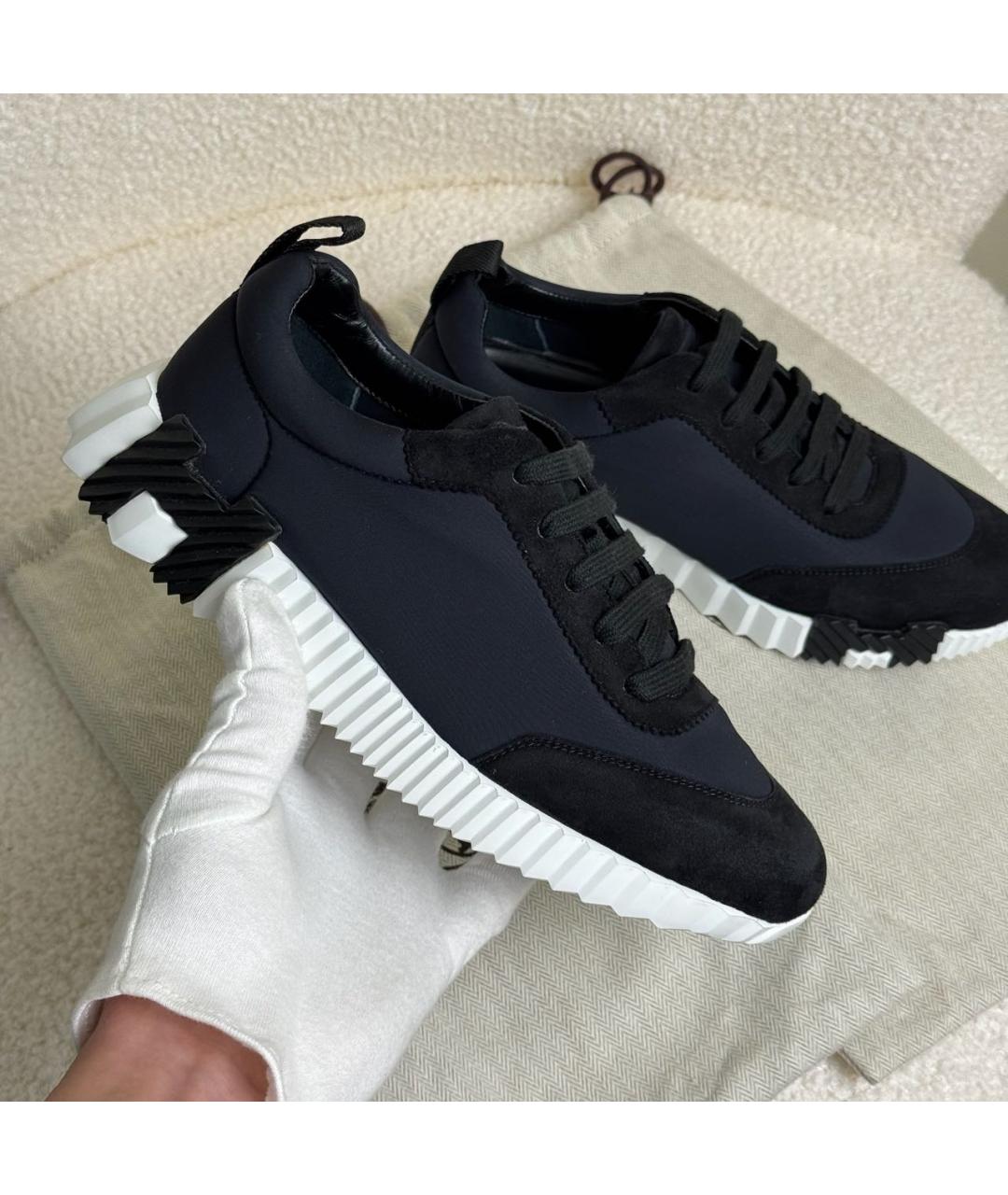 HERMES Черные замшевые кроссовки, фото 3