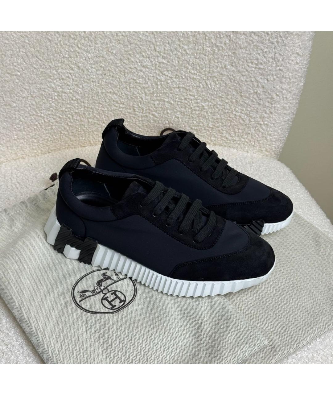 HERMES Черные замшевые кроссовки, фото 4