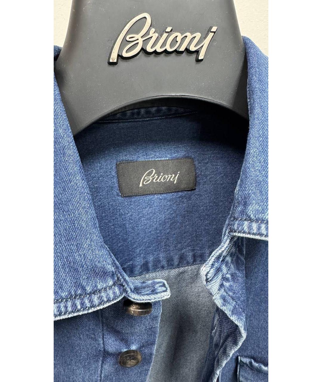 BRIONI Синяя хлопковая кэжуал рубашка, фото 3