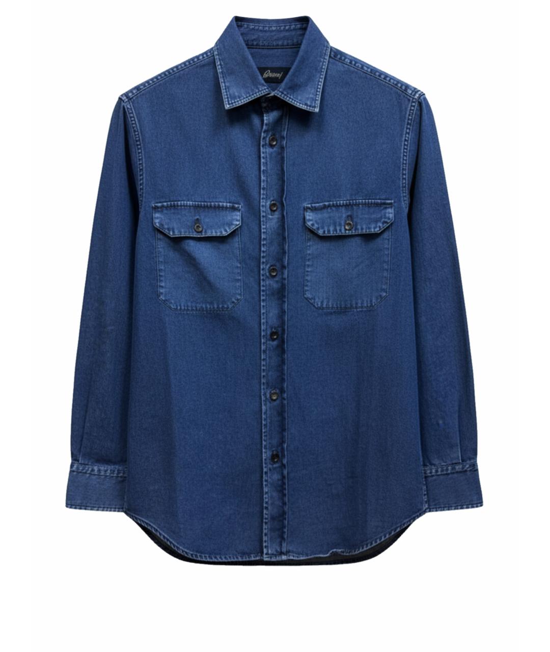 BRIONI Синяя хлопковая кэжуал рубашка, фото 1