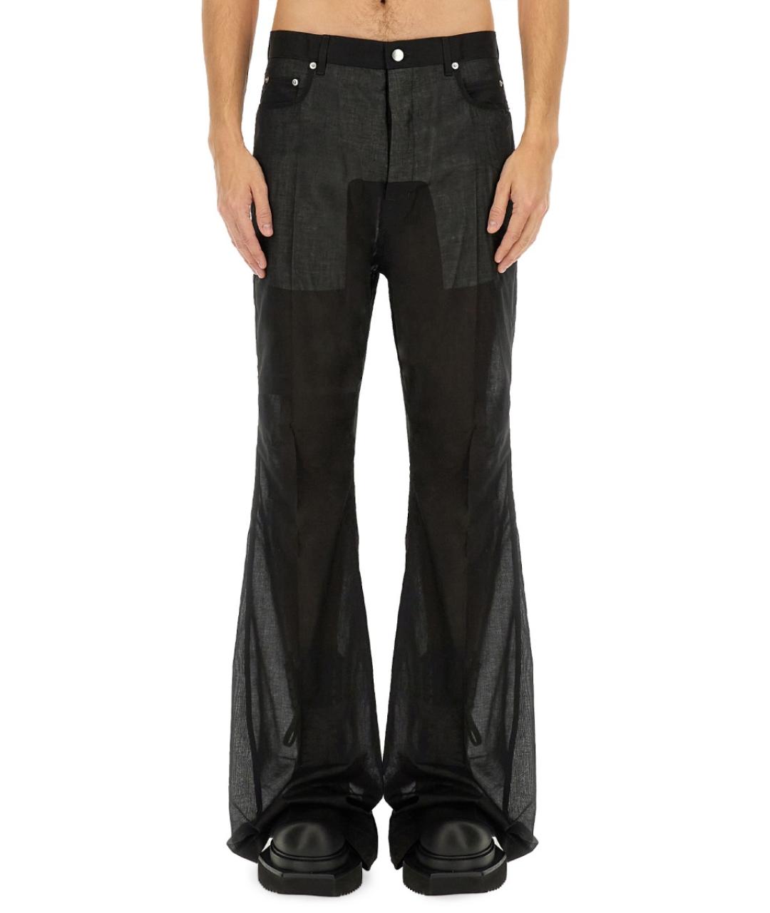 RICK OWENS Черные хлопковые повседневные брюки, фото 2