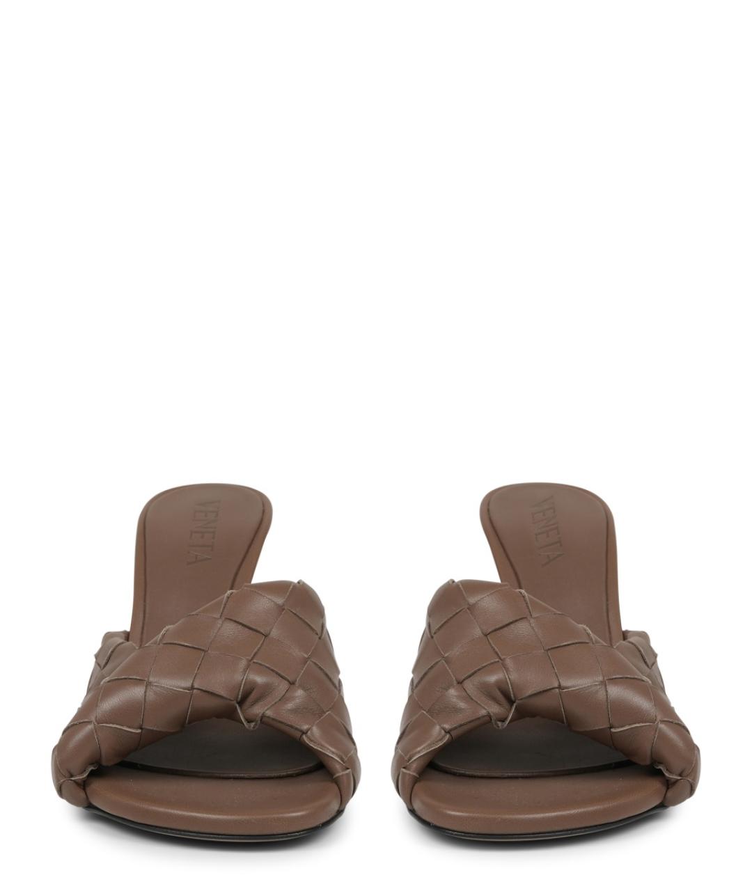 BOTTEGA VENETA Коричневые кожаные мюли, фото 3