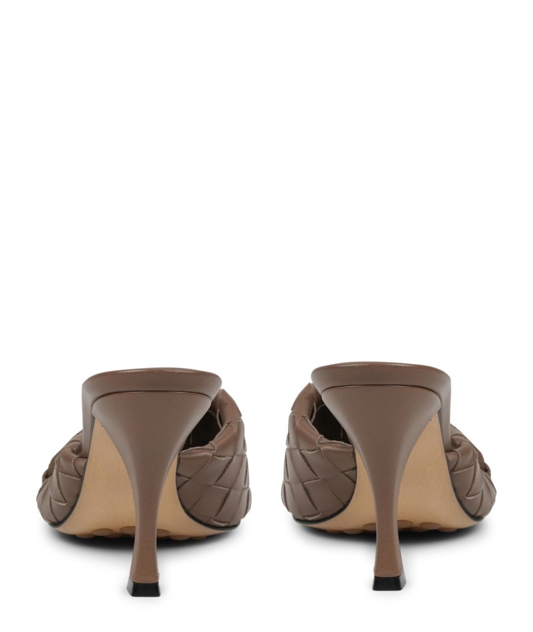 BOTTEGA VENETA Коричневые кожаные мюли, фото 4