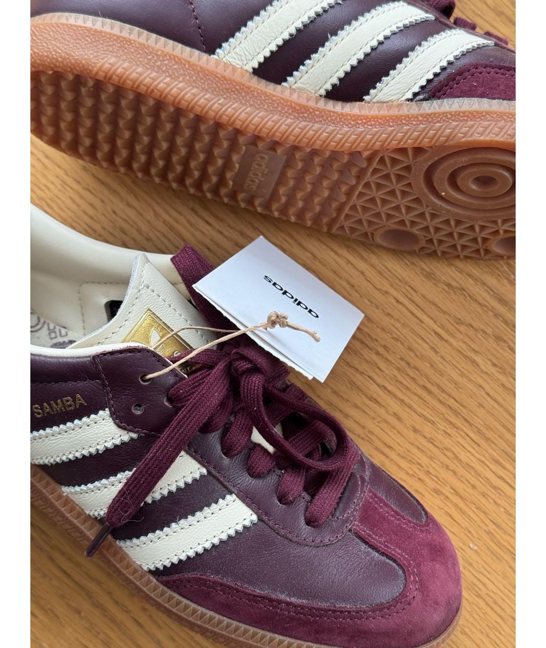 ADIDAS Бордовые кожаные кеды, фото 6