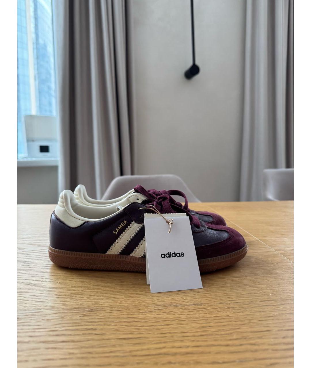 ADIDAS Бордовые кожаные кеды, фото 7