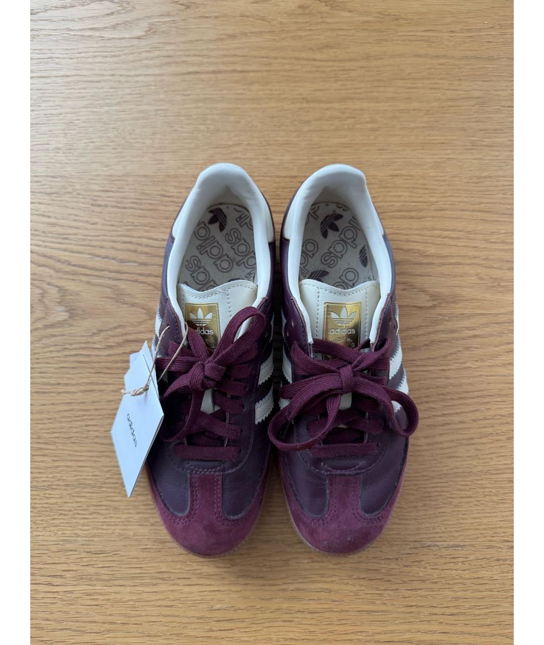 ADIDAS Бордовые кожаные кеды, фото 2