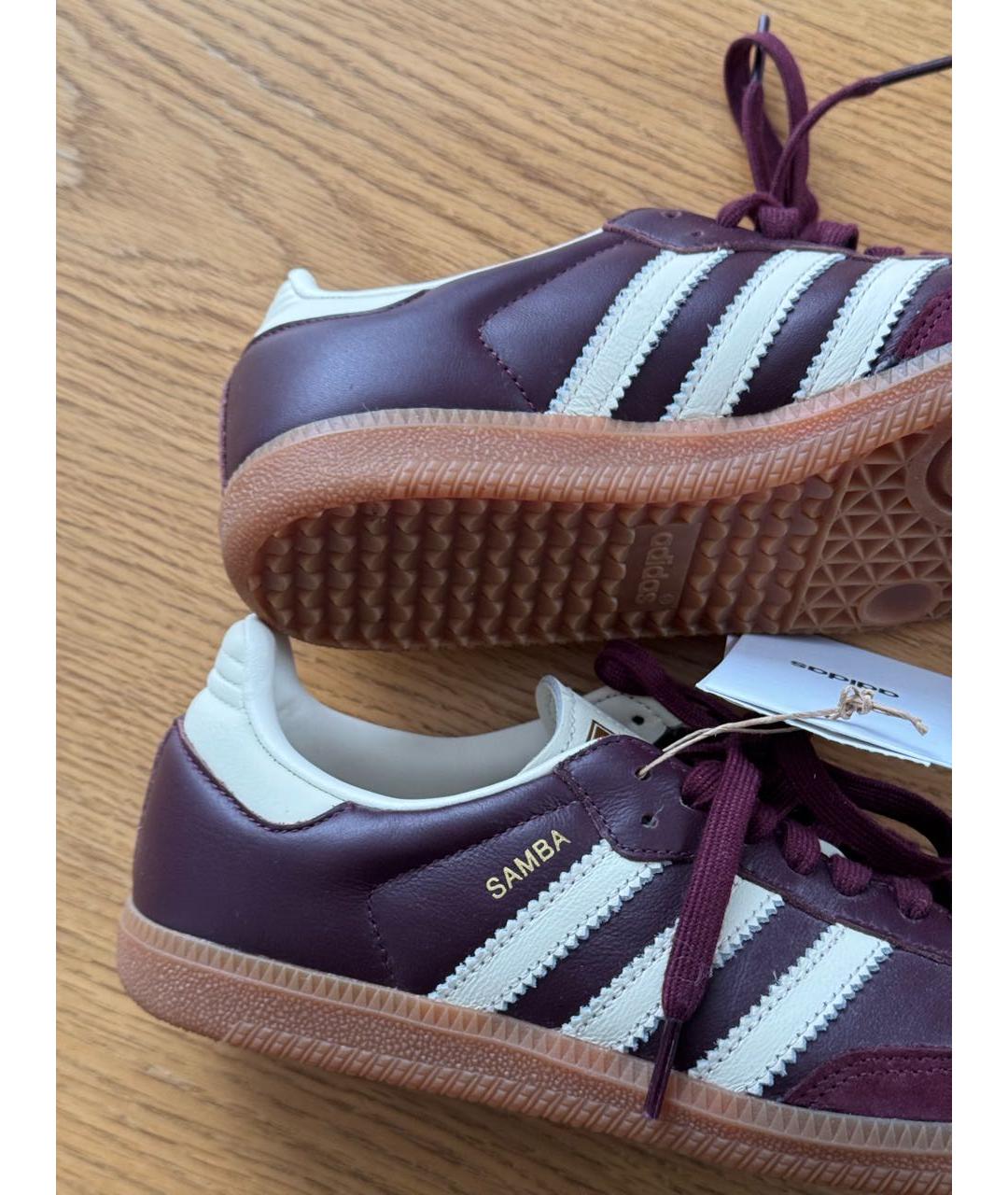 ADIDAS Бордовые кожаные кеды, фото 4