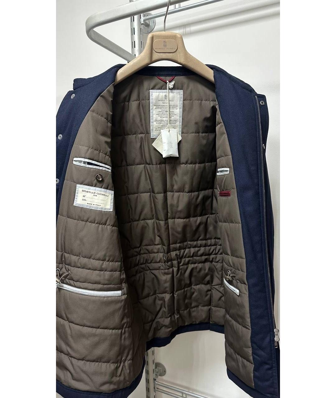 BRUNELLO CUCINELLI Темно-синее кашемировое пальто, фото 3