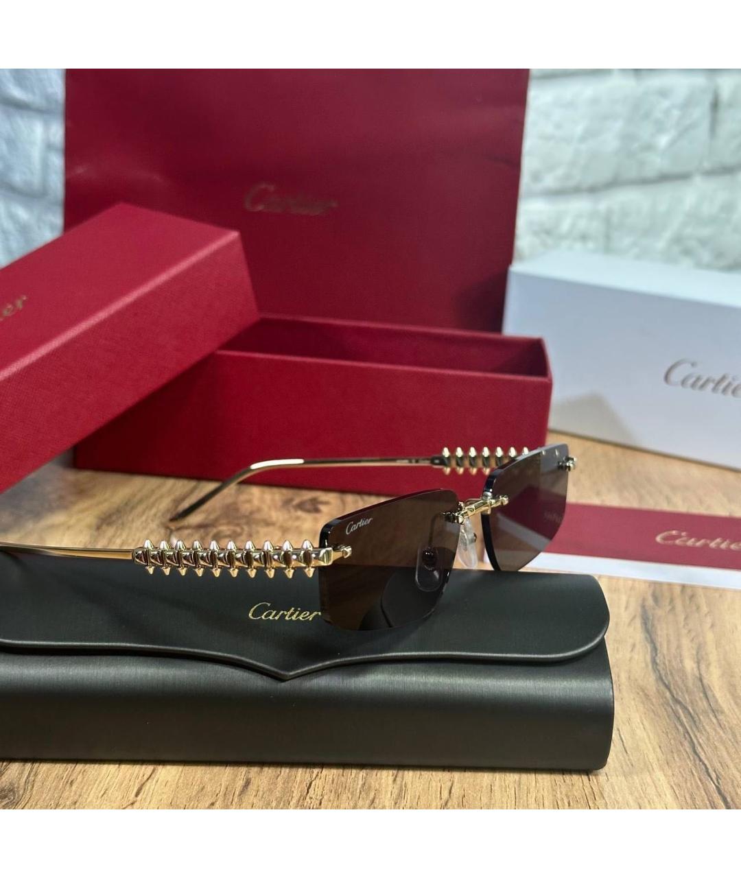 CARTIER Золотые металлические солнцезащитные очки, фото 3