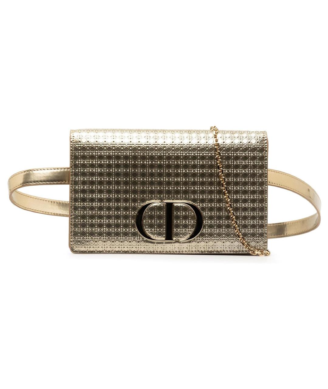 CHRISTIAN DIOR Золотая поясная сумка из лакированной кожи, фото 1