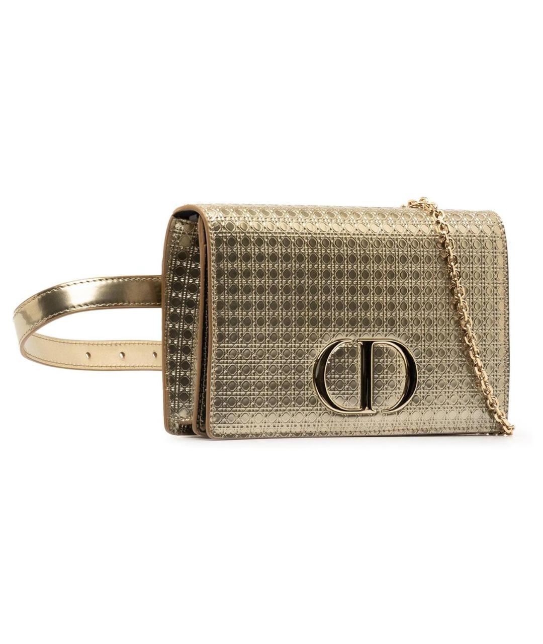 CHRISTIAN DIOR Золотая поясная сумка из лакированной кожи, фото 2