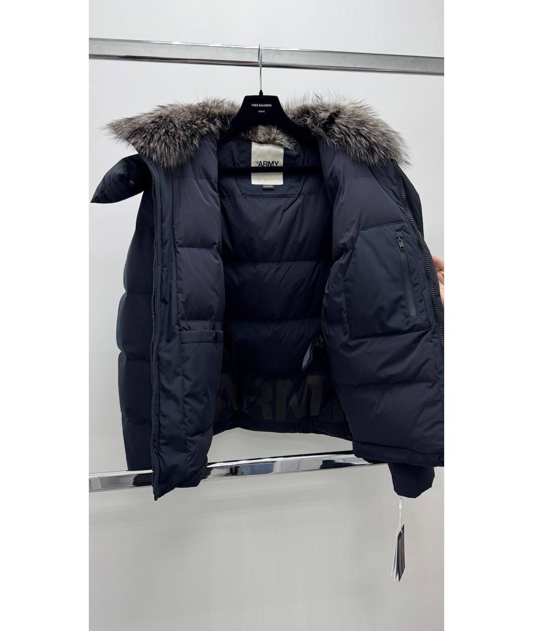 YVES SALOMON Темно-синий полиэстеровый пуховик, фото 4