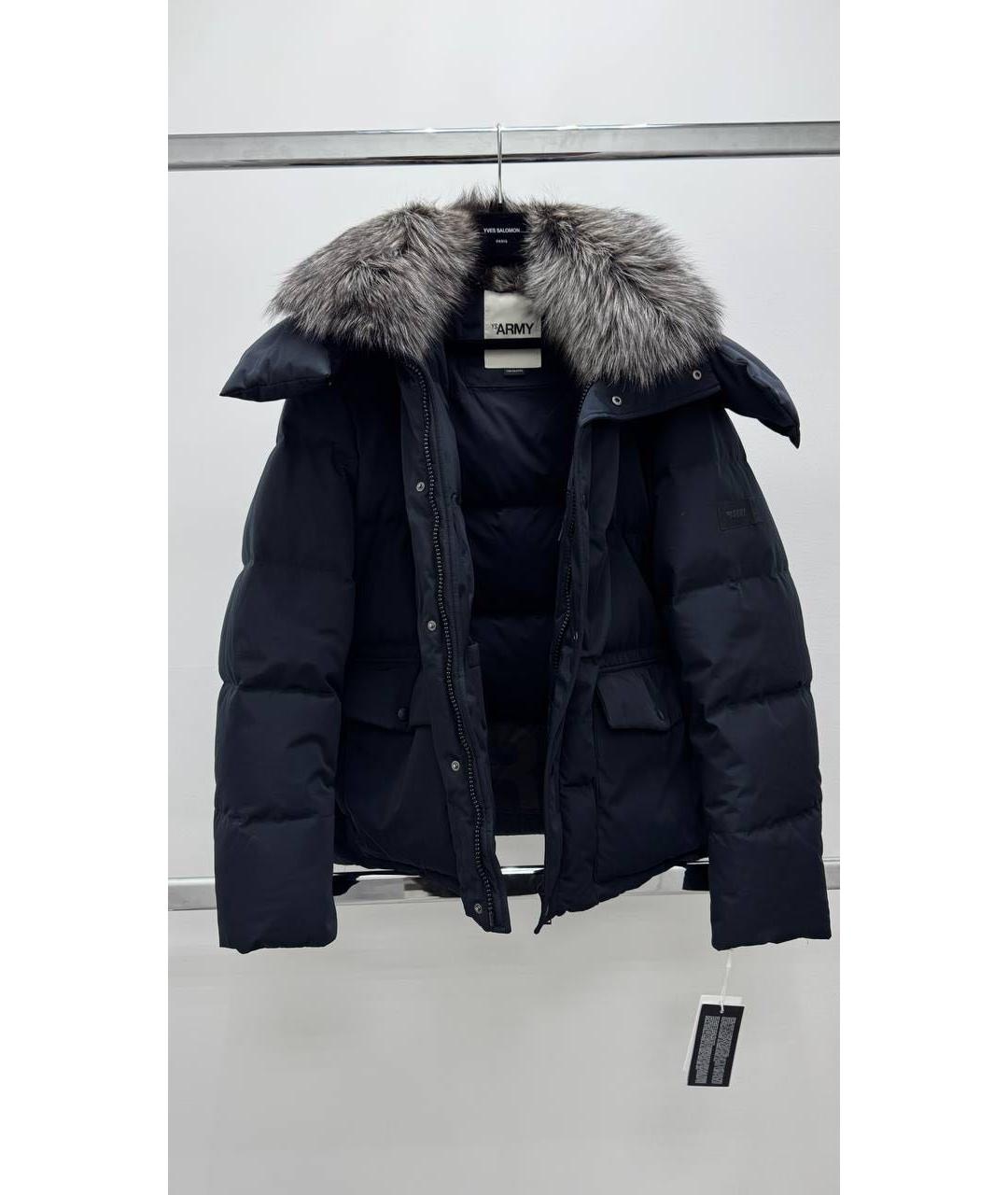 YVES SALOMON Темно-синий полиэстеровый пуховик, фото 9