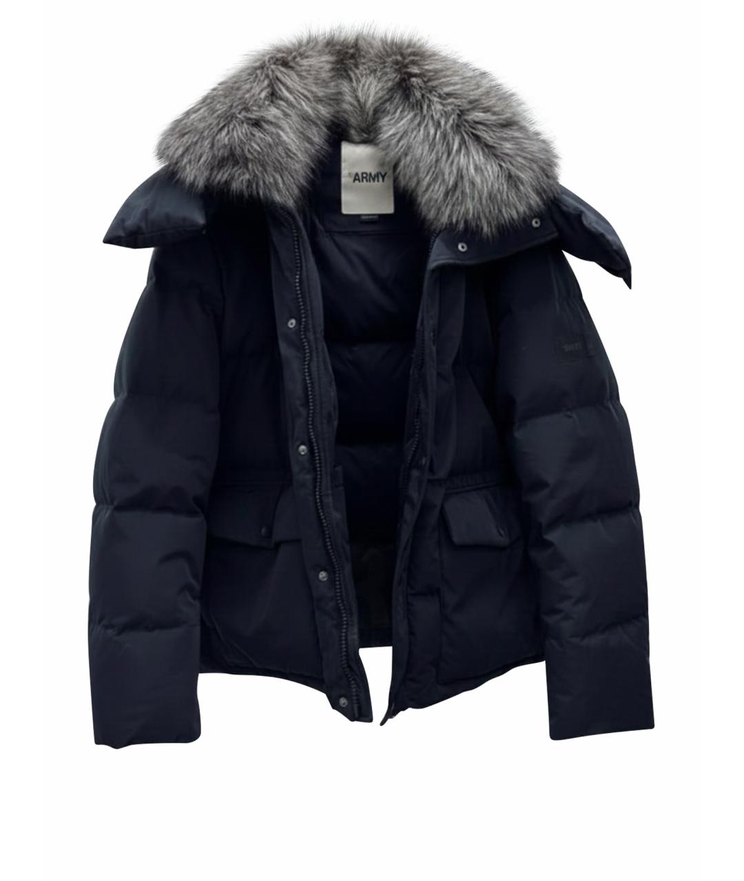 YVES SALOMON Темно-синий полиэстеровый пуховик, фото 1