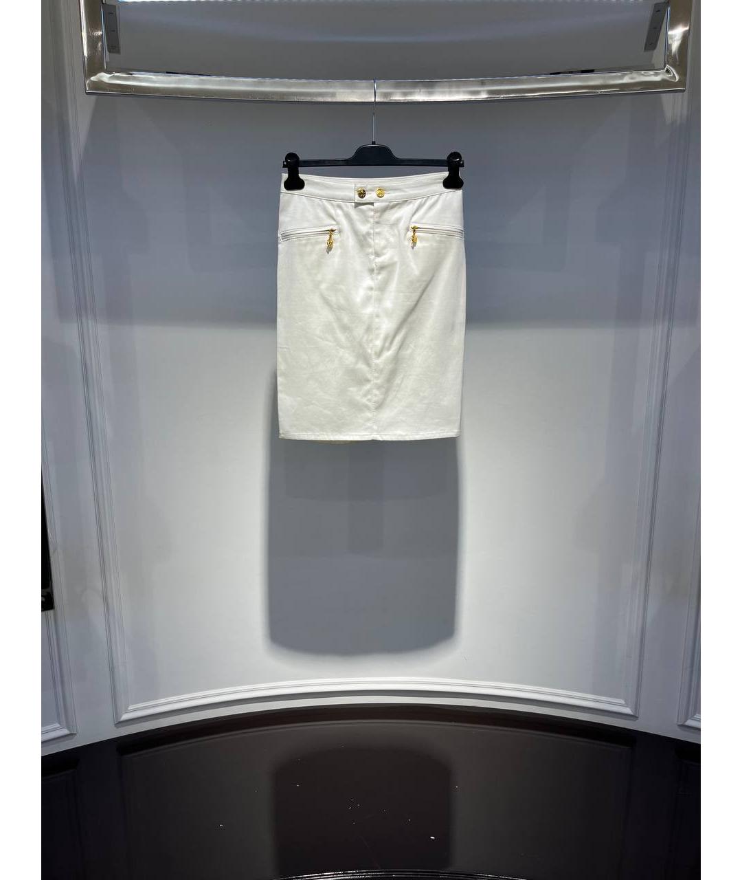 ROBERTO CAVALLI Белая хлопковая юбка миди, фото 4