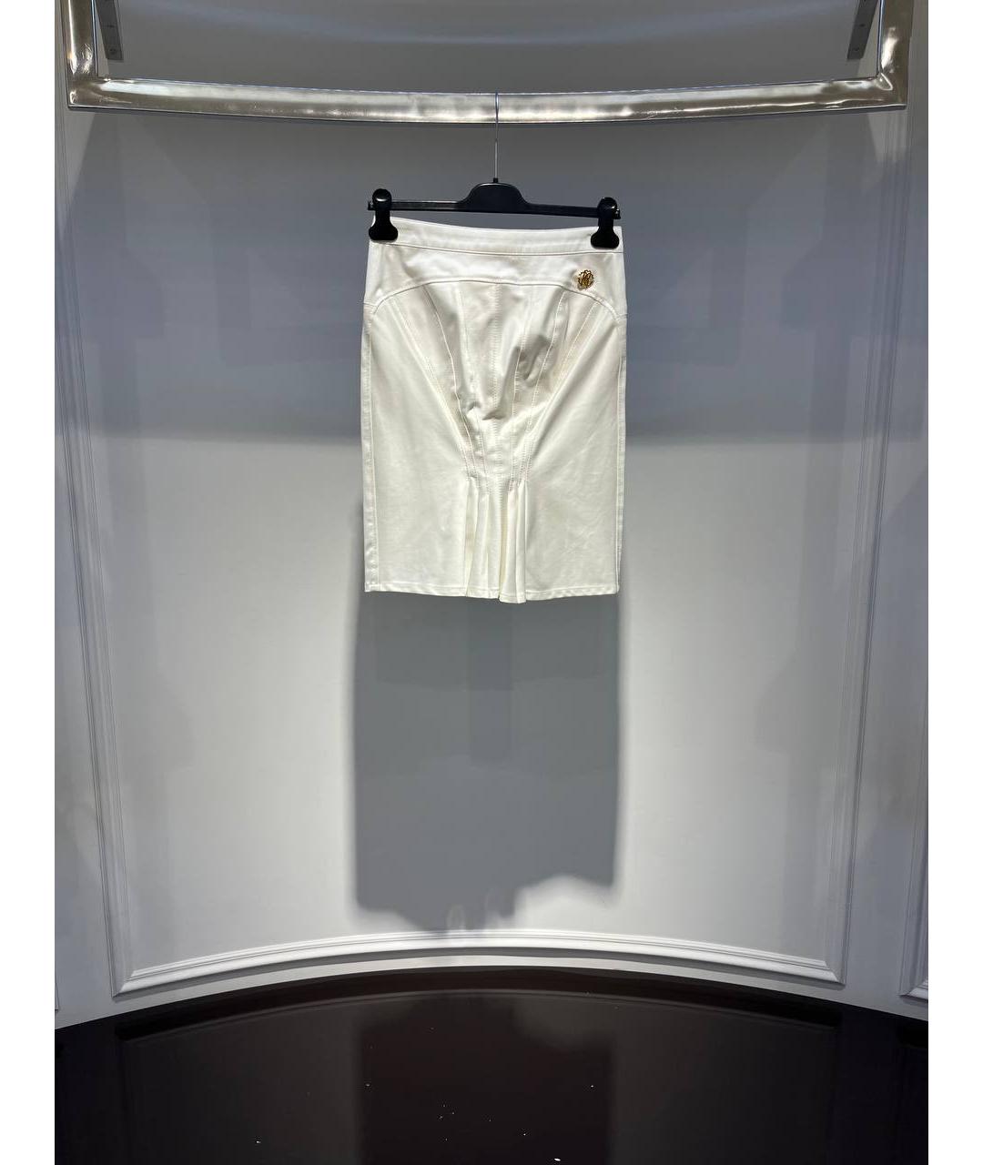 ROBERTO CAVALLI Белая хлопковая юбка миди, фото 3