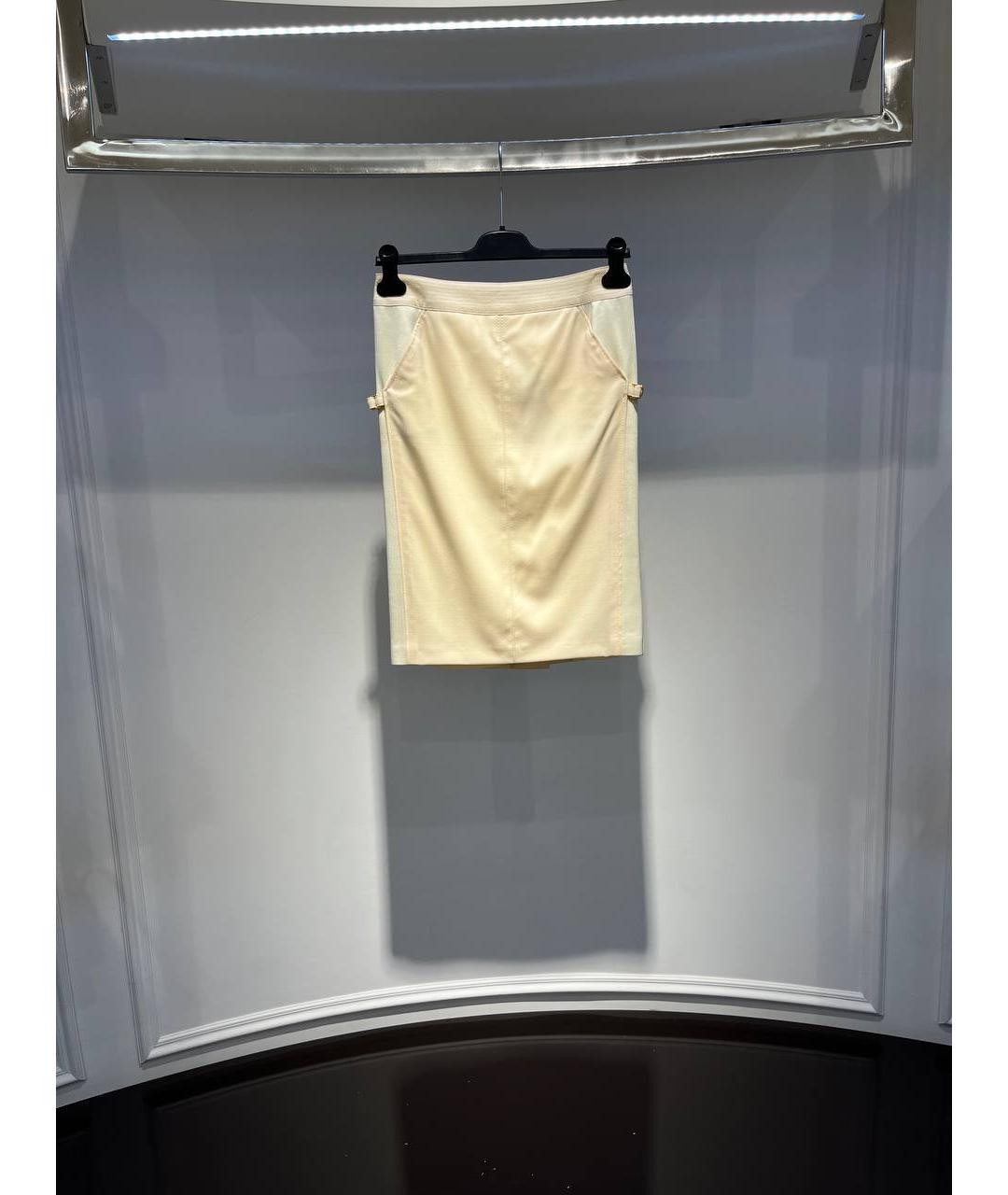 ROBERTO CAVALLI Бежевая шерстяная юбка миди, фото 4