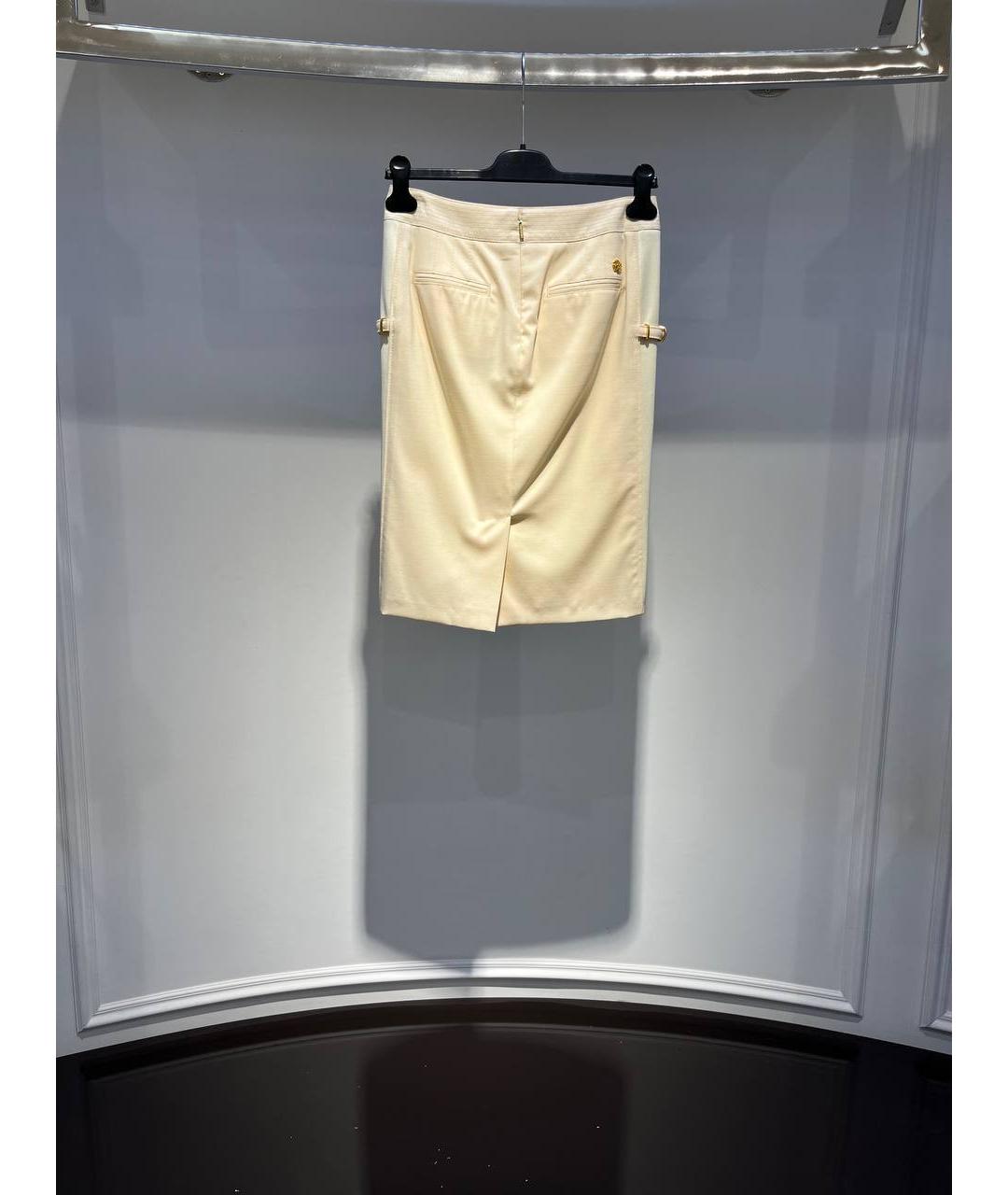 ROBERTO CAVALLI Бежевая шерстяная юбка миди, фото 3