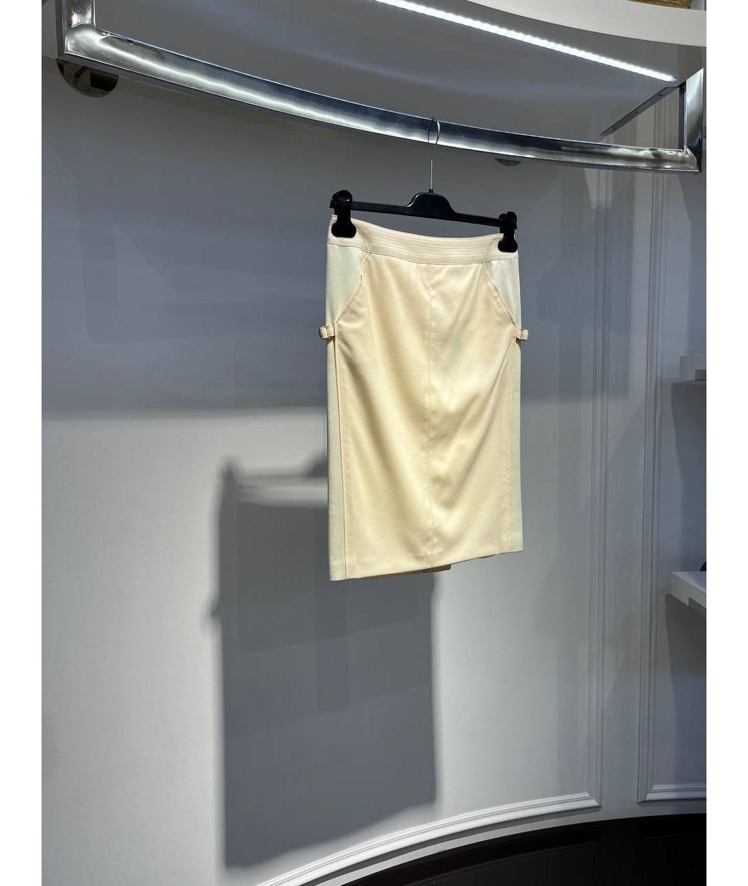 ROBERTO CAVALLI Бежевая шерстяная юбка миди, фото 2