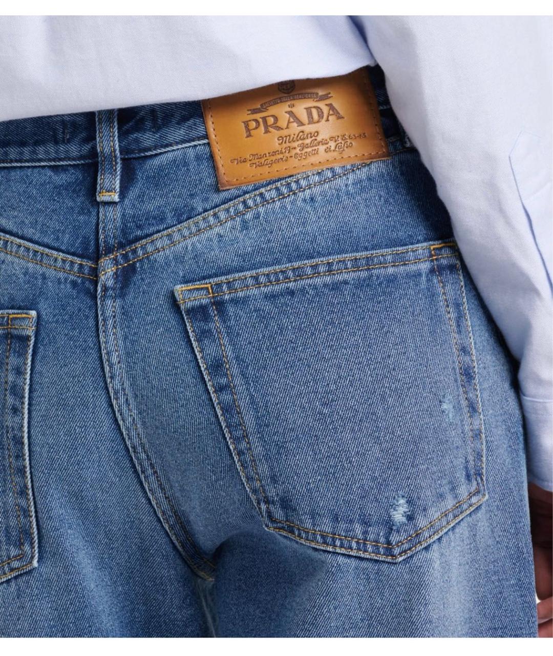 PRADA Голубые хлопковые прямые джинсы, фото 4