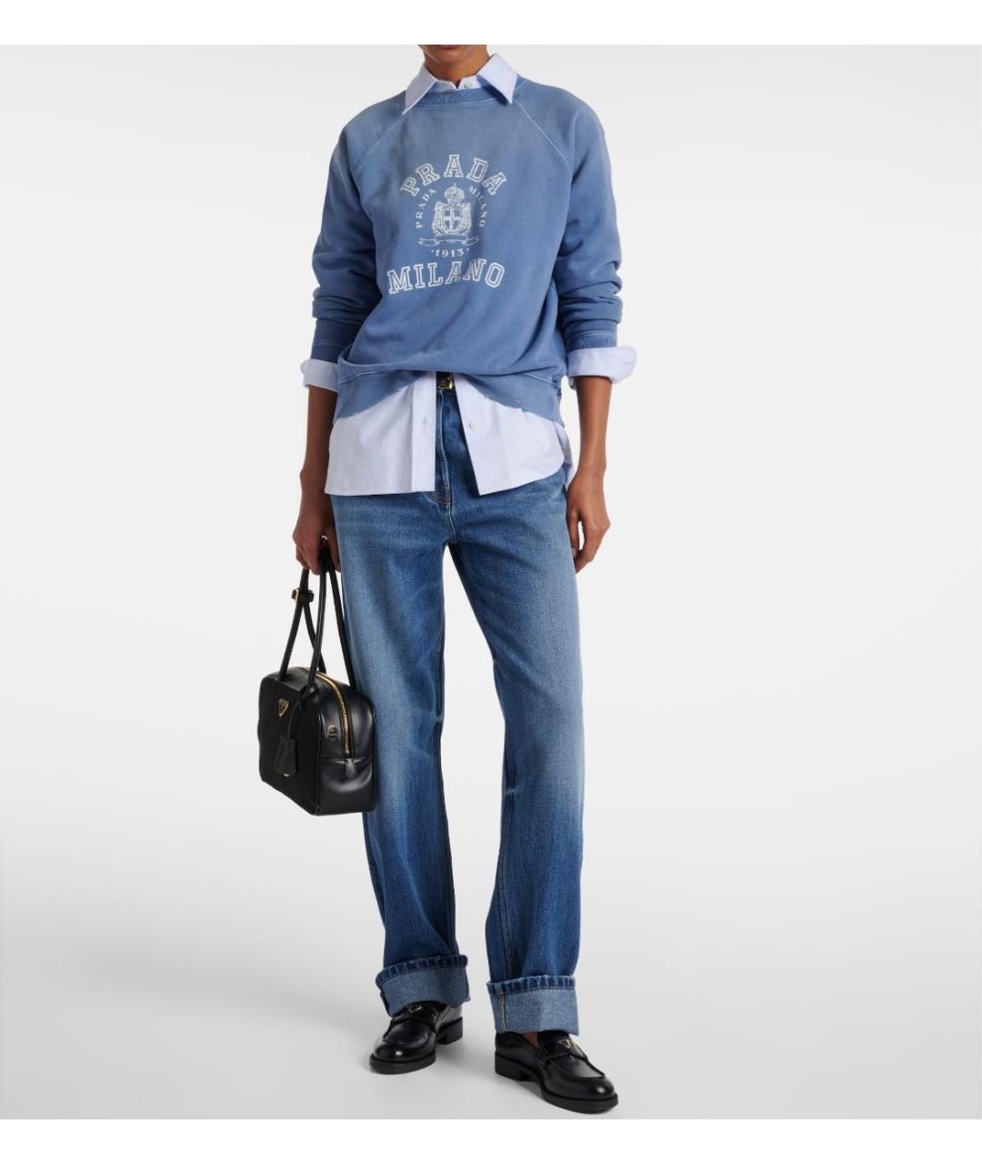 PRADA Голубые хлопковые прямые джинсы, фото 6
