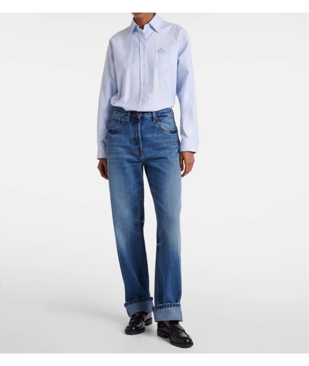 PRADA Голубые хлопковые прямые джинсы, фото 5