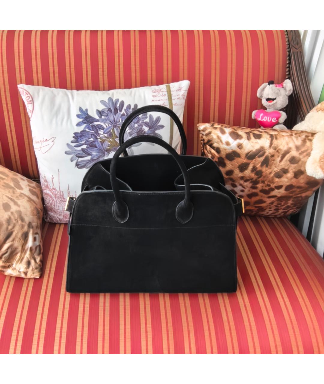 THE ROW Черная замшевая сумка тоут, фото 9