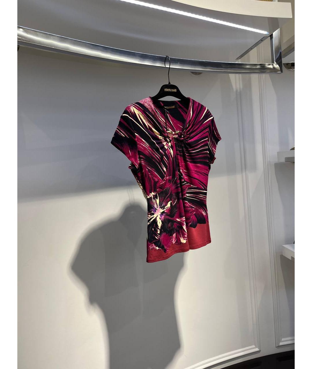 ROBERTO CAVALLI Бордовая вискозная футболка, фото 2