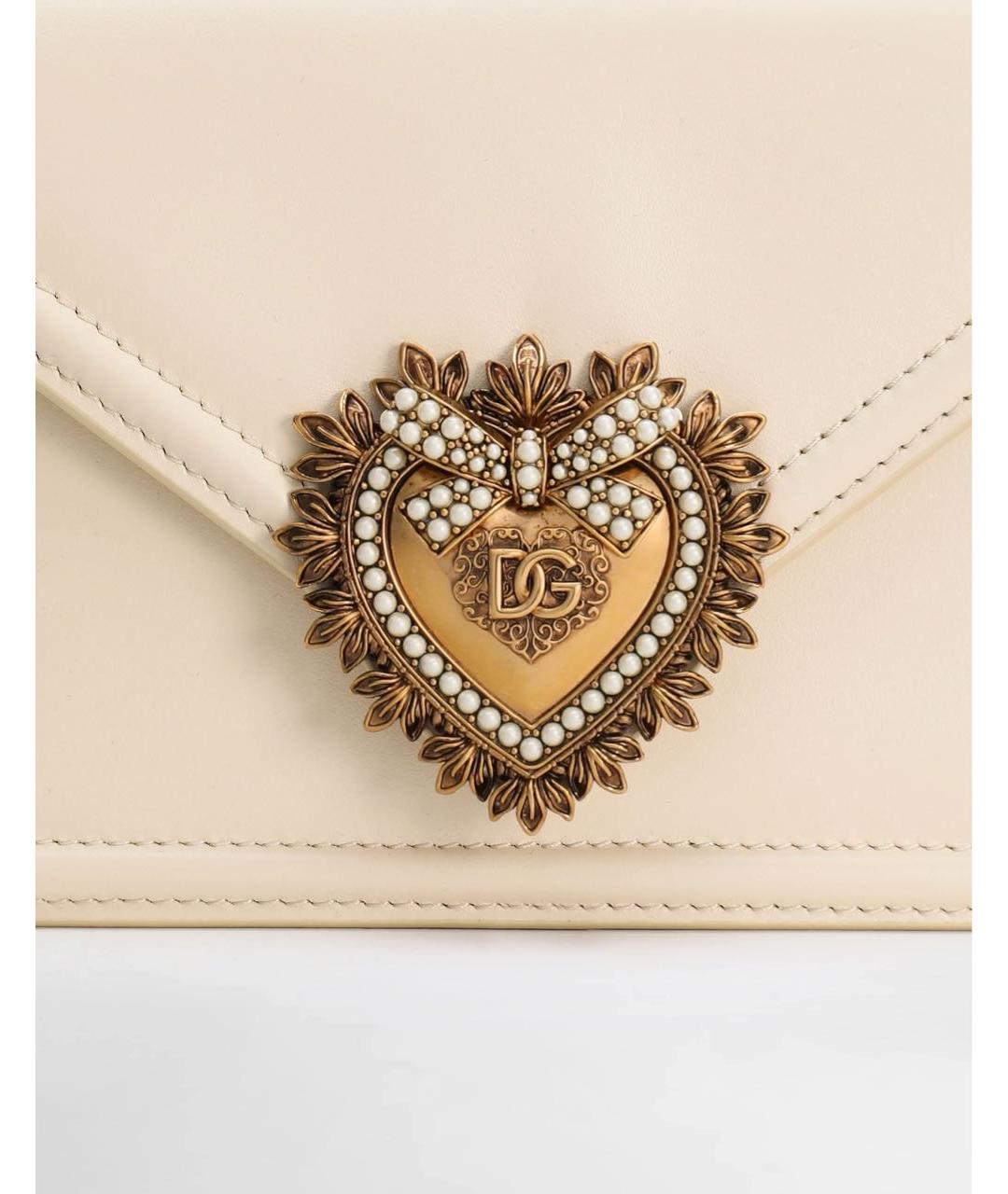DOLCE&GABBANA Бежевая кожаная сумка с короткими ручками, фото 4