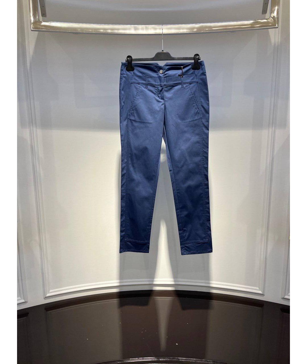 ROBERTO CAVALLI Синие хлопковые прямые брюки, фото 4