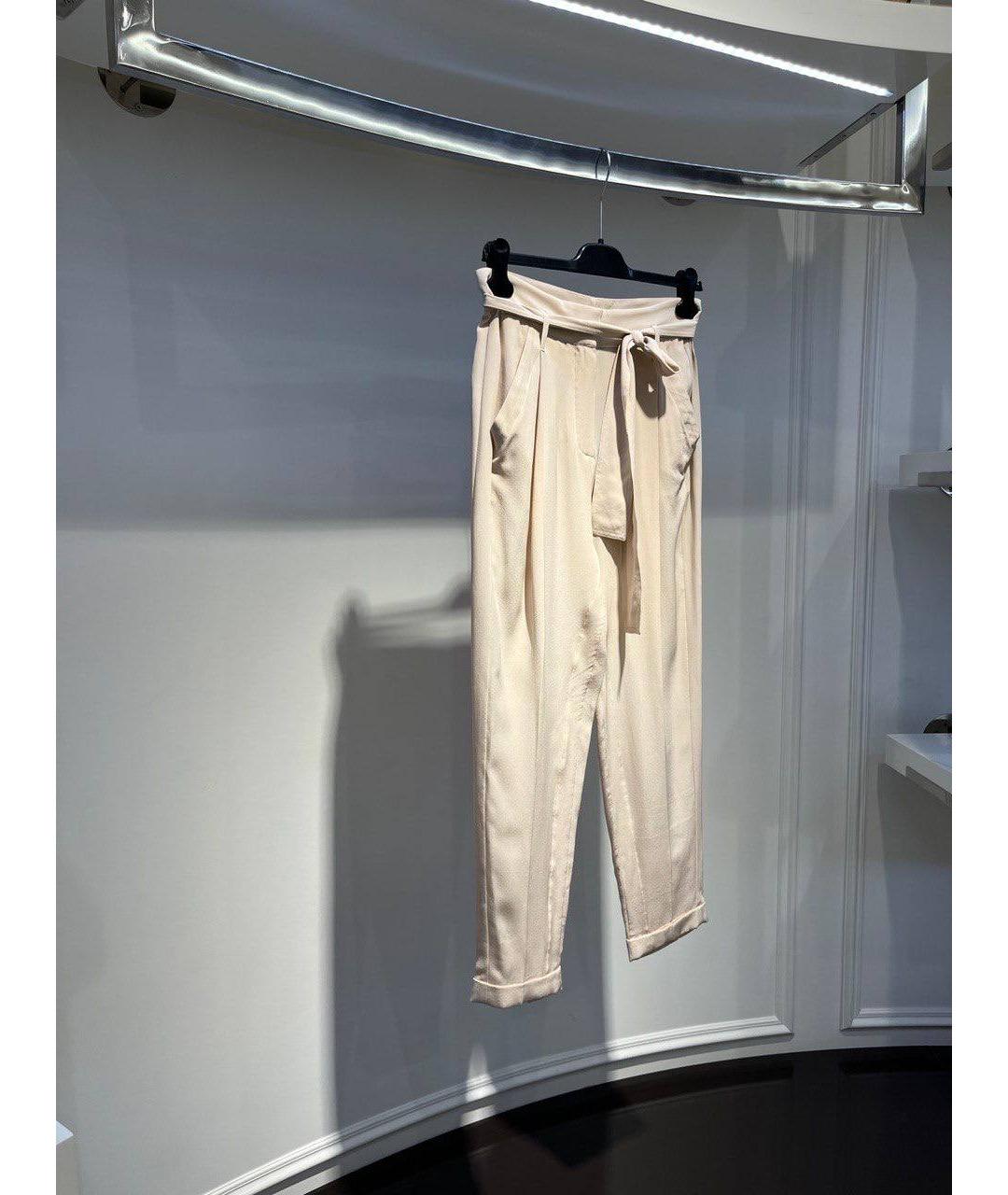 ROBERTO CAVALLI Бежевые шелковые прямые брюки, фото 2