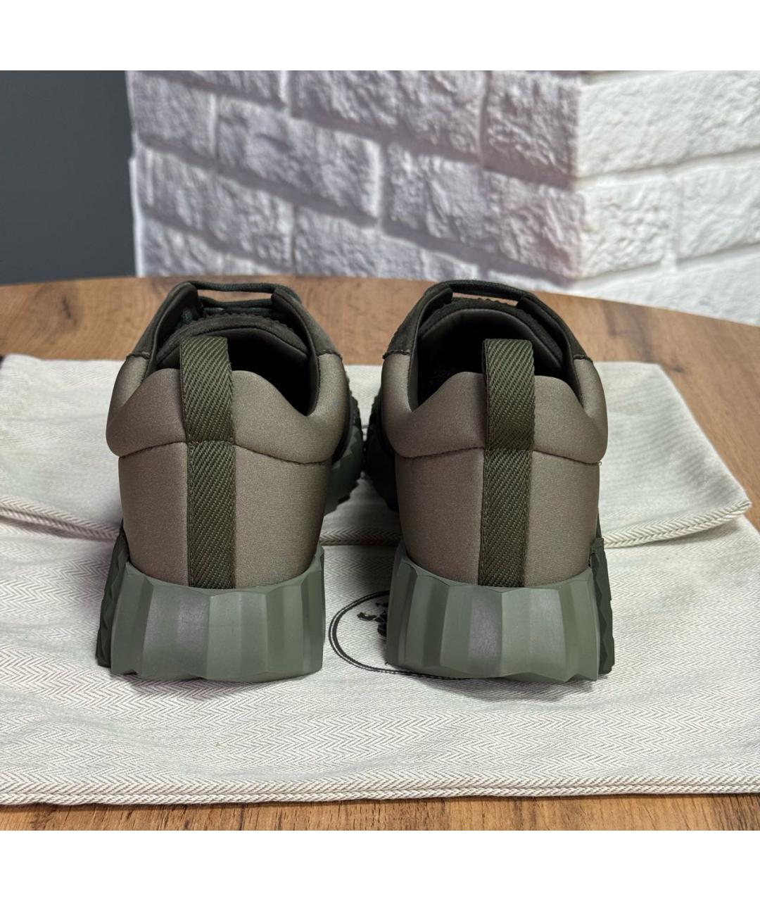 HERMES Хаки текстильные кроссовки, фото 5