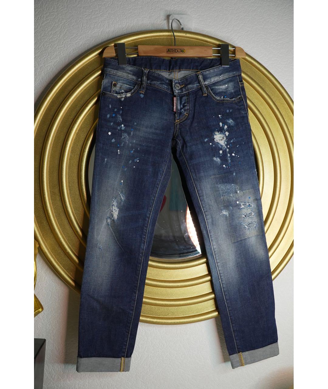 DSQUARED2 Темно-синие хлопковые джинсы слим, фото 5