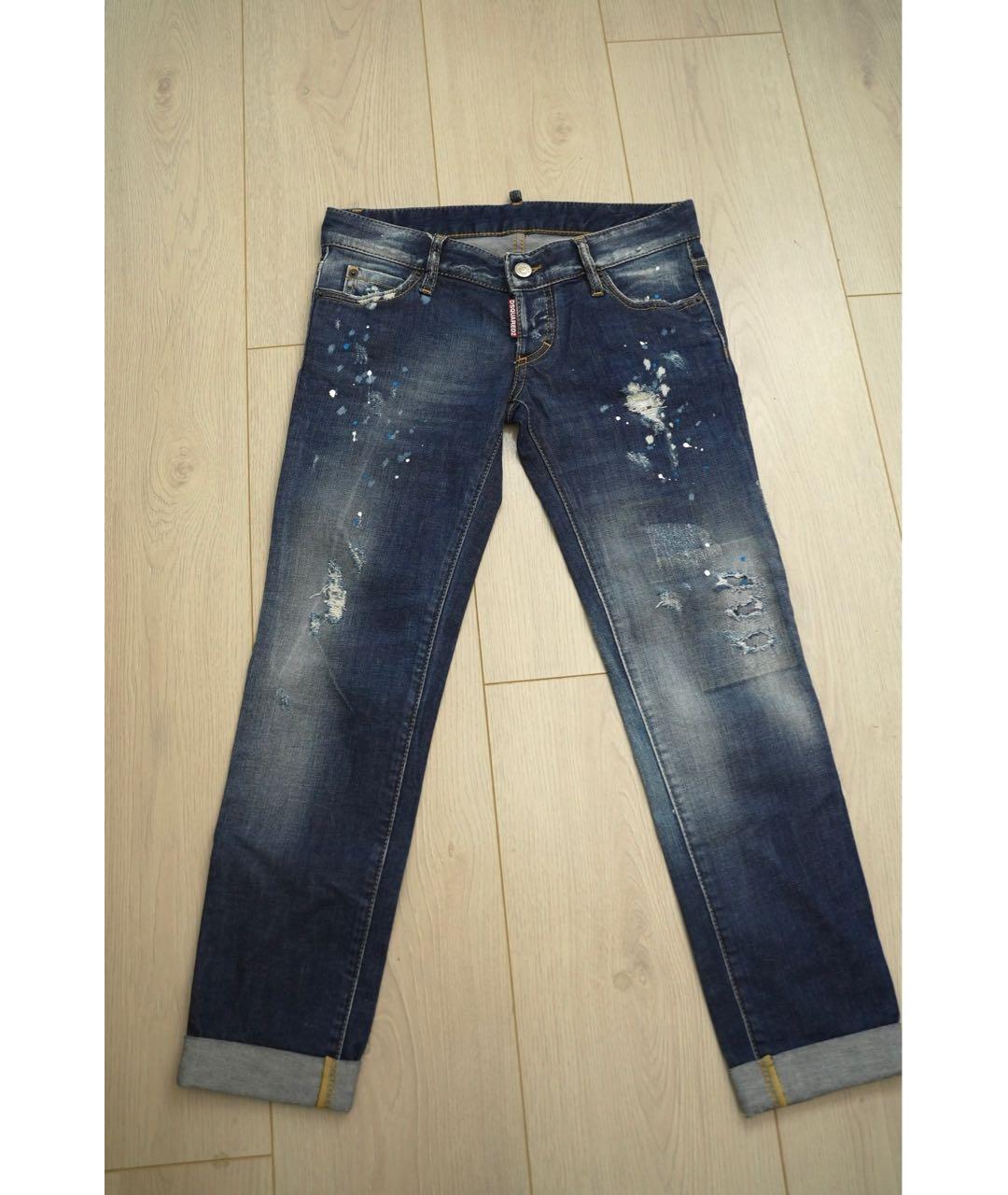 DSQUARED2 Темно-синие хлопковые джинсы слим, фото 9