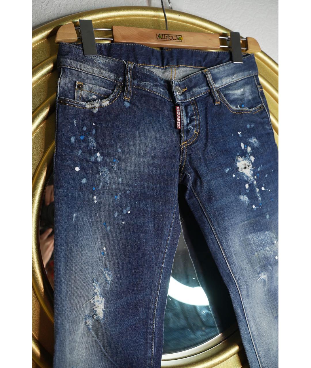 DSQUARED2 Темно-синие хлопковые джинсы слим, фото 4