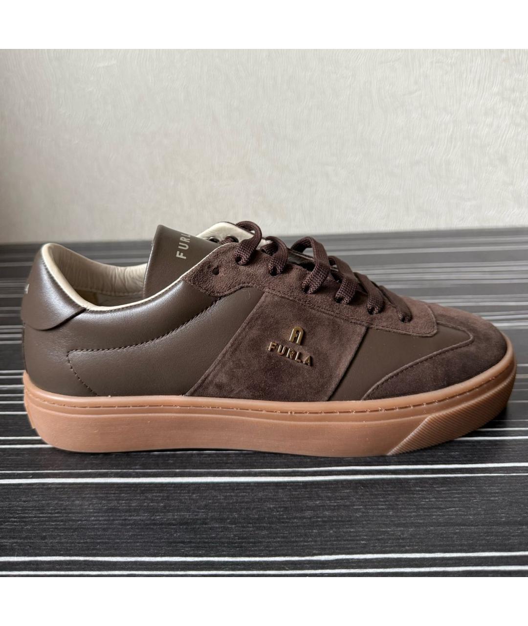 FURLA Коричневые кожаные кеды, фото 8