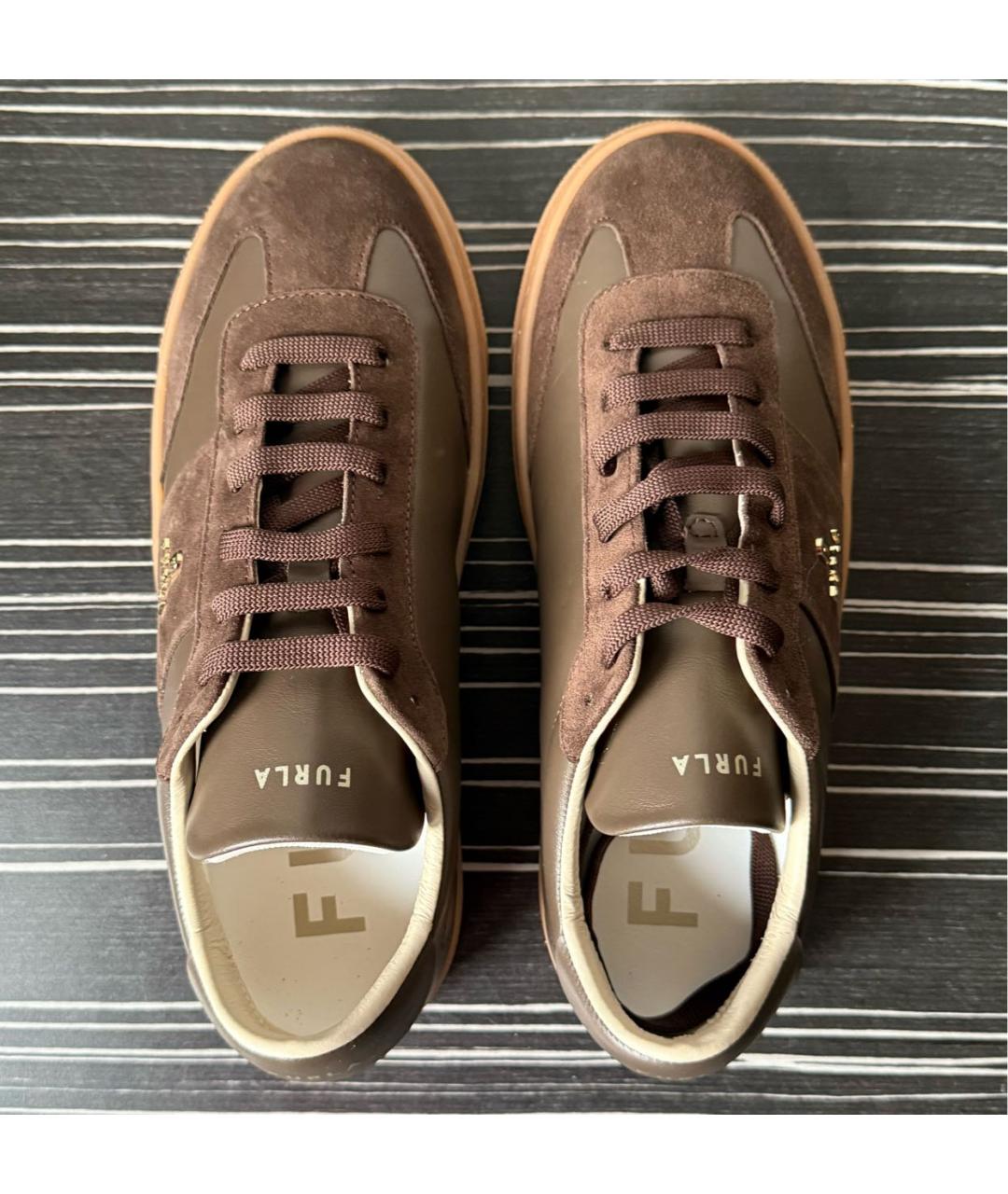 FURLA Коричневые кожаные кеды, фото 4