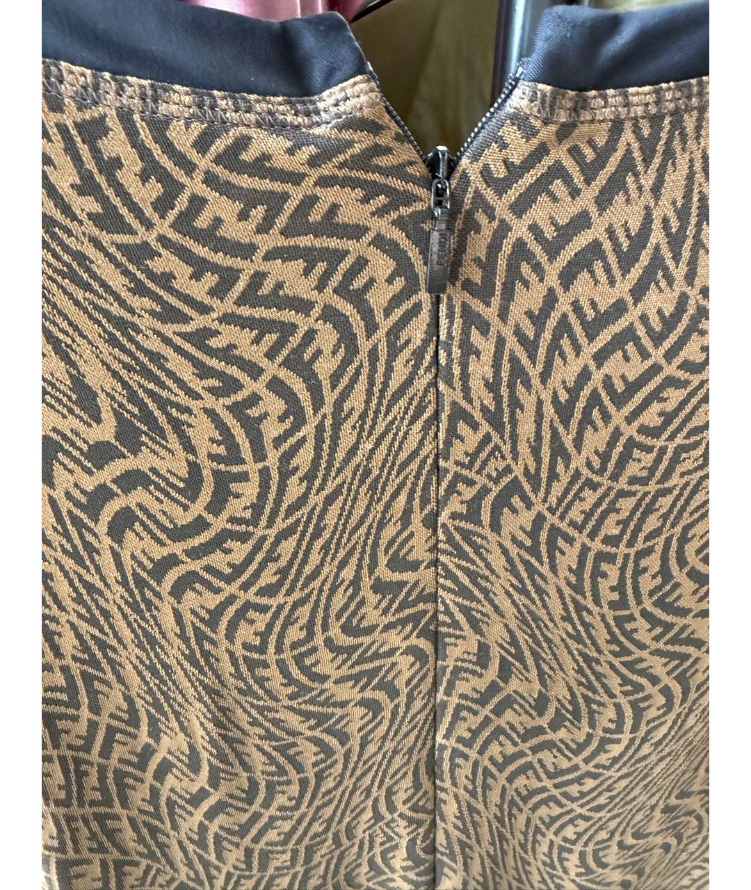 FENDI Коричневое шелковое повседневное платье, фото 4