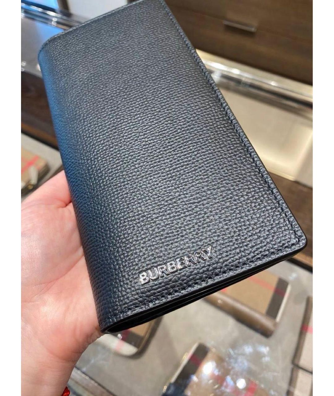 BURBERRY Черный кожаный кошелек, фото 4